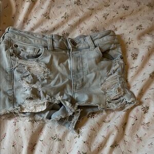 Distressed Light Blue Denim Shorts